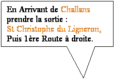 Rectangle: En Arrivant de Challans prendre la sortie :
St Christophe du Ligneron,
Puis 1re Route  droite.
